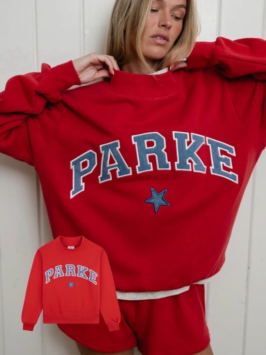 Parke Sweaters - Coastal Red PARKE Logo Sweatshirt with Blue Star